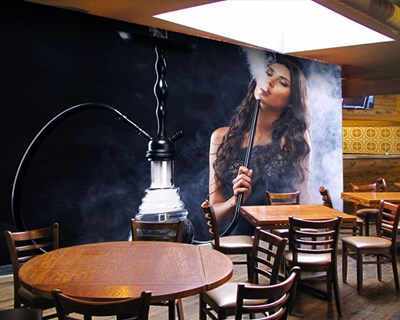 hookah rokende vrouw thema muurschildering