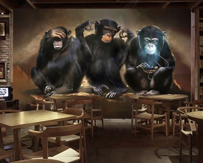 behang met drie apen