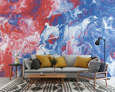 canvas schilderij behang van rode en blauwe kleuren