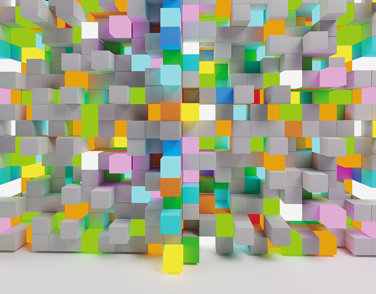 3D-behang met kleurrijke kubussen als thema