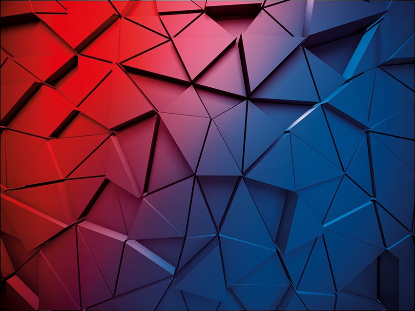 3D rood blauw driehoekig themabehang