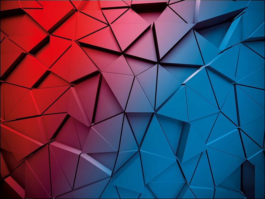 rood en blauw 3D-blokken themabehang
