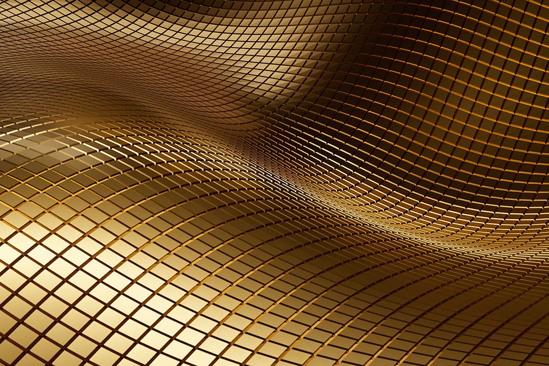 goudkleurig 3D vloerbehang