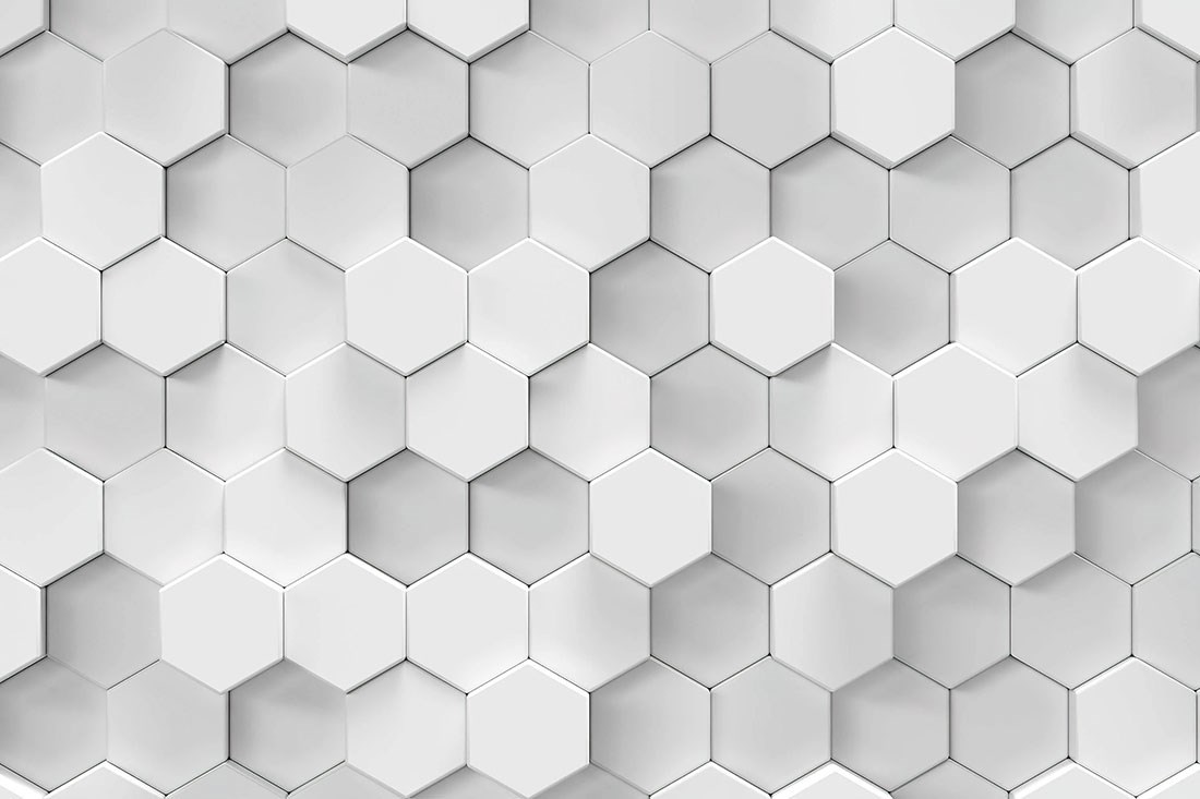 3D witte zeshoek blokken behang