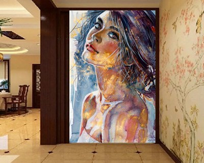 canvas vrouw portret behang