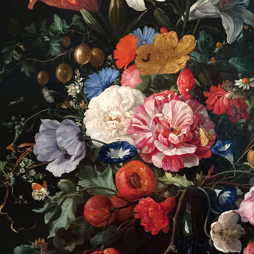 kleurrijke bloemen geïllustreerd schilderij behang