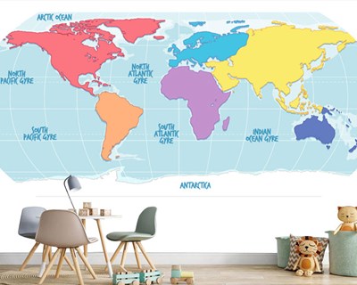 wereldkaart kinderkamer behang
