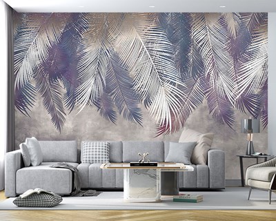 Kleurrijk Palmblad Geïllustreerd Behang
