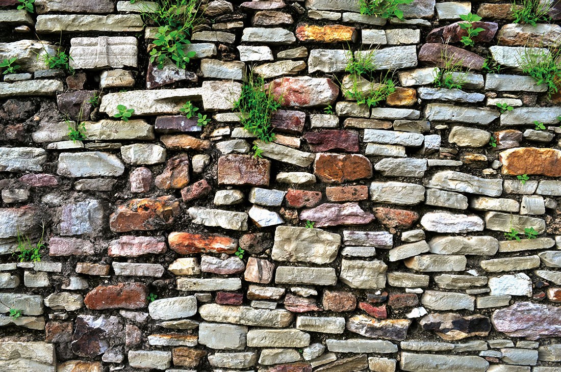 Behang met stenen muur look