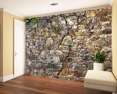 Gleufstenen muur geïllustreerd behang