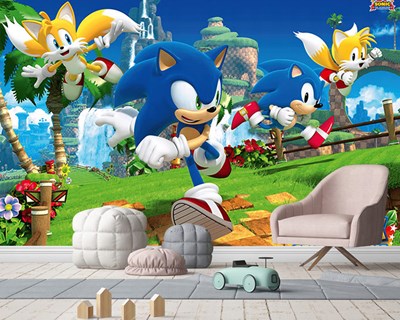  Kinderkamer behang met Sonic look