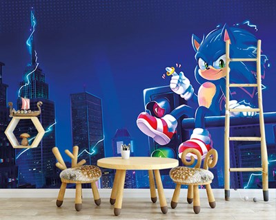 Sonic themabehang in de kinderkamer