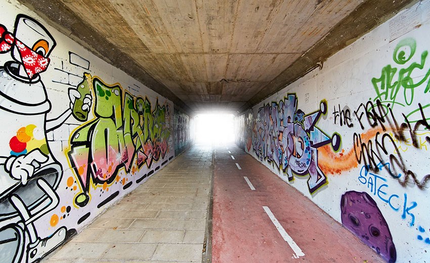 3D Graffiti Tunnel Landschap Behang