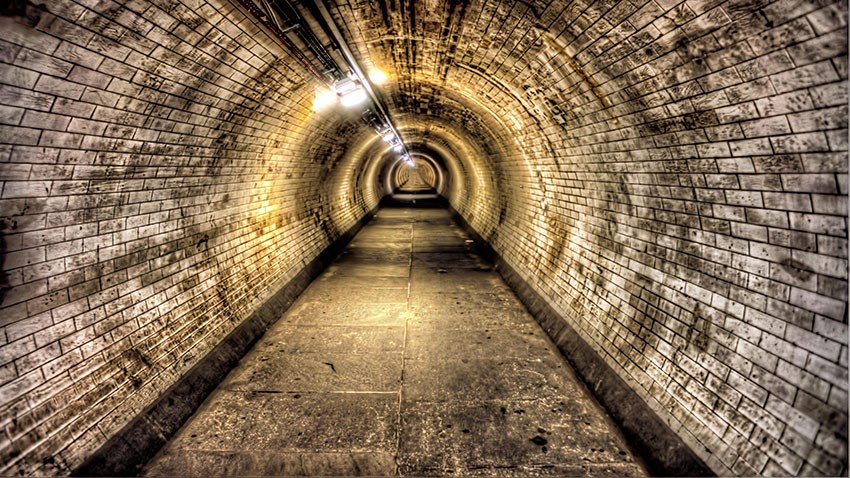 3D Ondergrondse Tunnel Kijk Behang