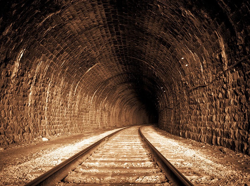 3D Spoorweg Tunnel Thema Behang