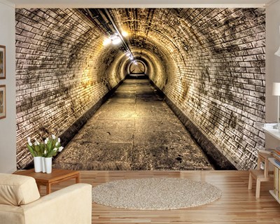 3D Ondergrondse Tunnel Kijk Behang