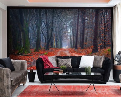 Herfst in het bos geïllustreerd behang