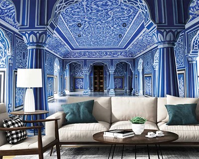 Blauw Paleis Geïllustreerd Behang
