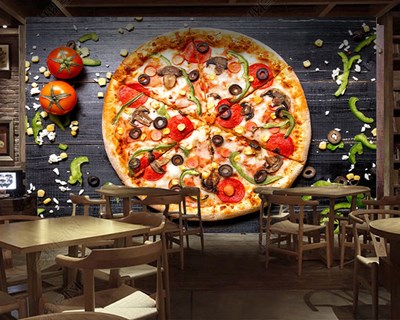 Pizza Illustrated Behang