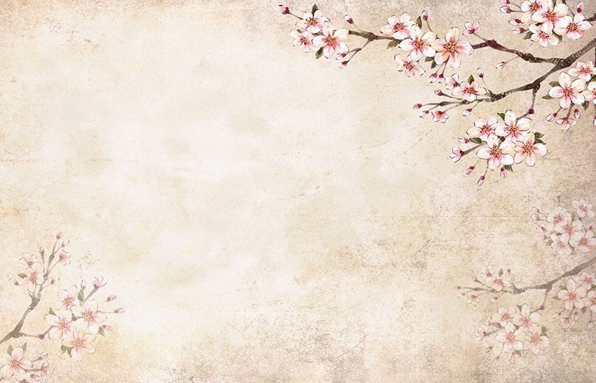 Sakura Boomtakken Geïllustreerd Behang