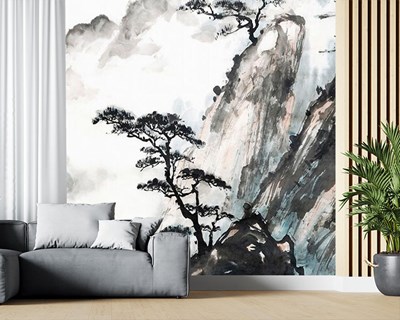 Aziatisch Bergenlandschap Canvas Behang
