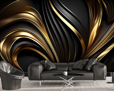 3D Zwart en Goud Design Behang