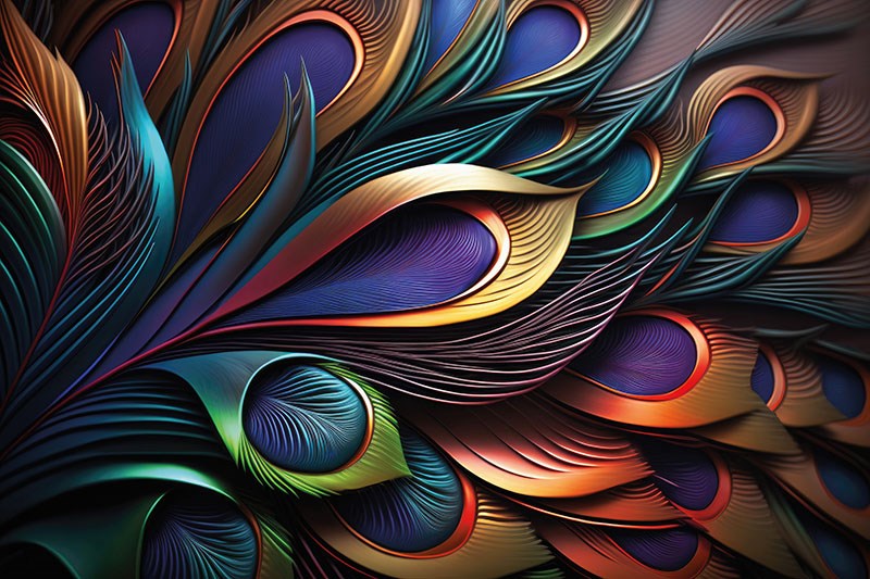 Colourful Bird Feather Illustrated Wallpapers