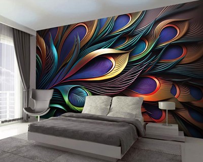 Colourful Bird Feather Illustrated Wallpapers