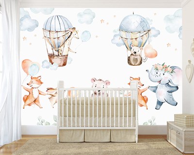 Dieren Thema Babykamer Behang 