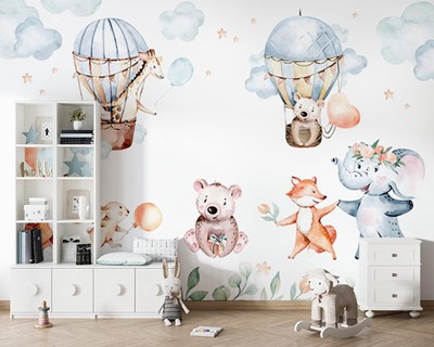 Dierenrijk thema babykamer behang 