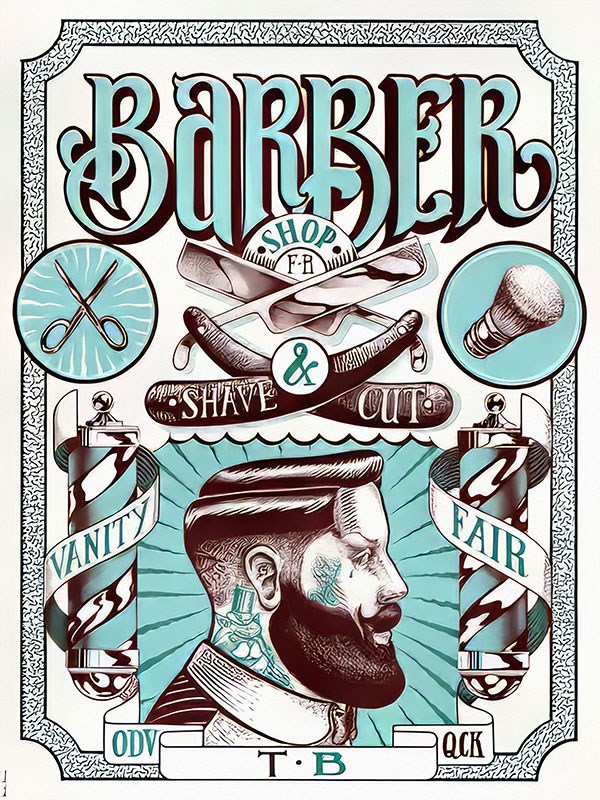  Retro thema barbershop behang