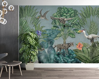 Tropisch bos en dierenbehang  