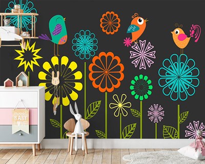 Bloemen en Vogels Behang