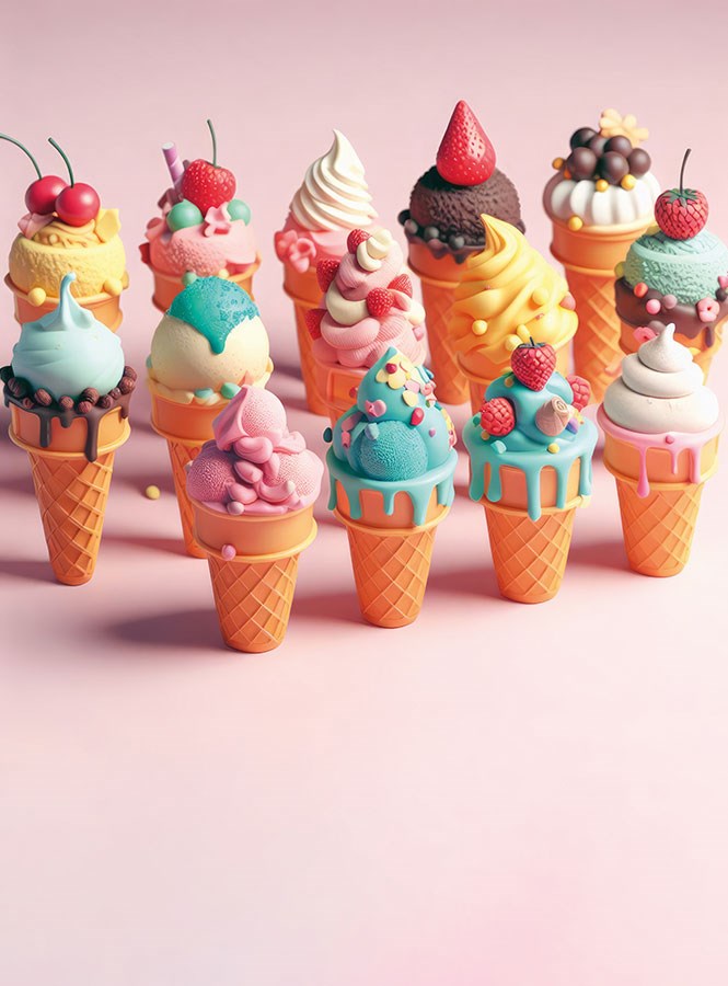Fruitijs in een hoorntje behang 