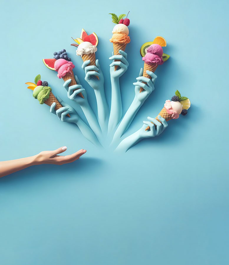 Fruitijsjes op een stokje Behang