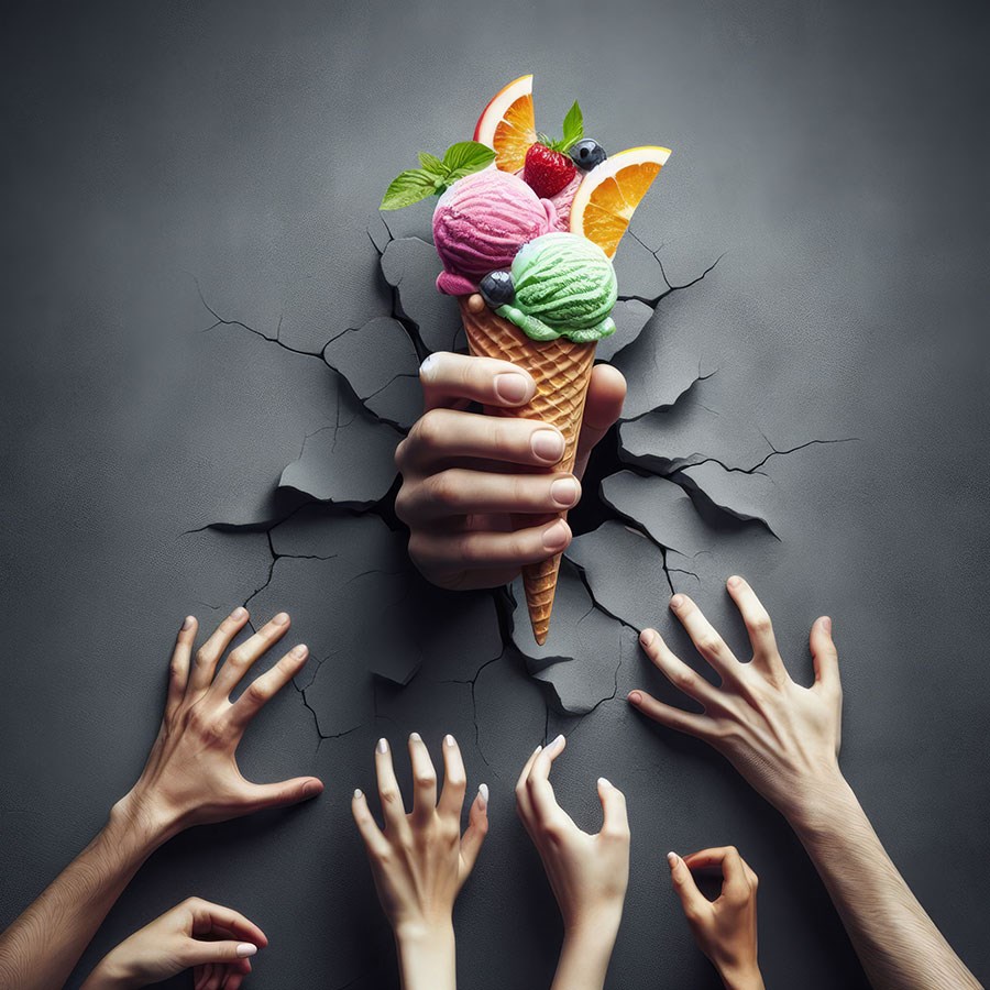 Fruitijs-thema behang 