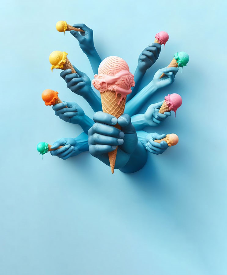 Fruitijs-thema behang