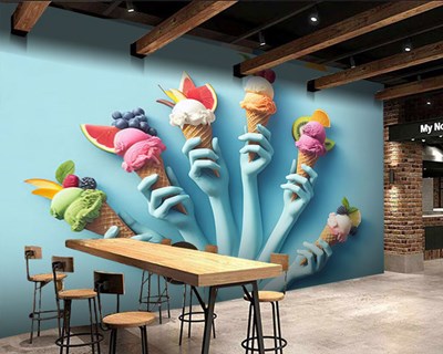 Fruitijsjes op een stokje Behang