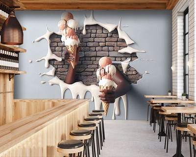 3D-behang voor een ijssalon 
