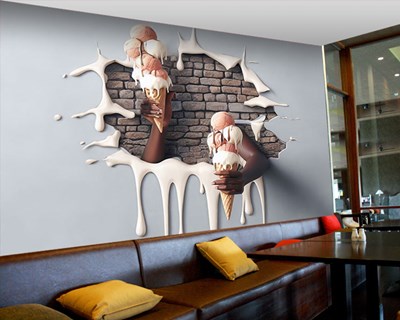 3D-behang voor een ijssalon 