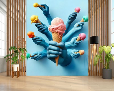 Fruitijs-thema behang