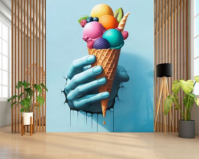 Fruitijs in een hoorntje als thema voor behang