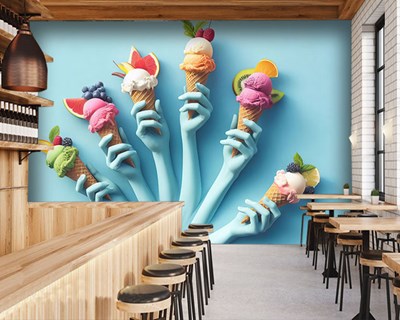 Fruitijsjes op een stokje Behang