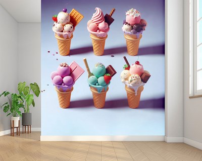Thema behang met ijshoorntjes 