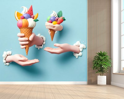 IJs in een hoorntje behang met afbeelding
