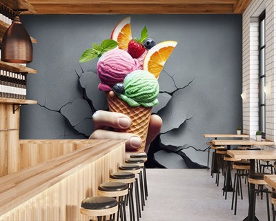 Fruitijs-thema behang 