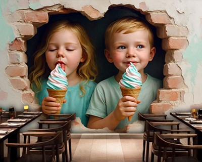 Kinderen die ijs eten Behang