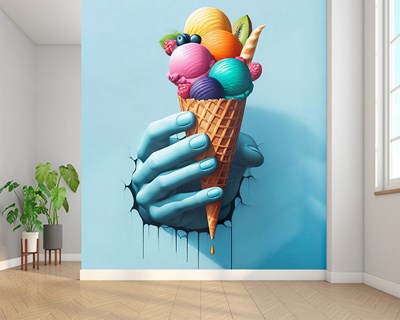 Fruitijs in een hoorntje als thema voor behang