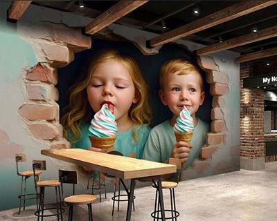 Kinderen die ijs eten Behang