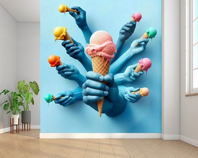 Fruitijs-thema behang
